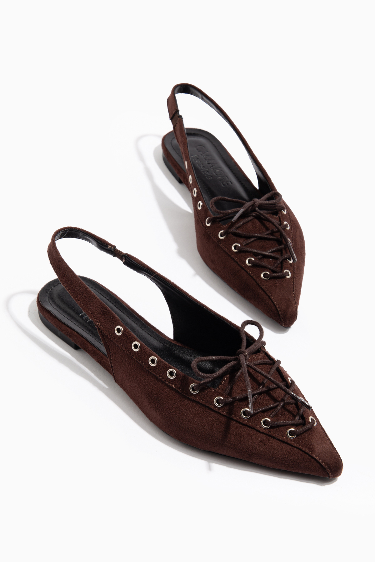 camaiore  Acı Kahve Kadın Sivri Burun Bağcıklı Babet Günlük Ortopedik Tabanlı Ayakkabı - Görsel 2