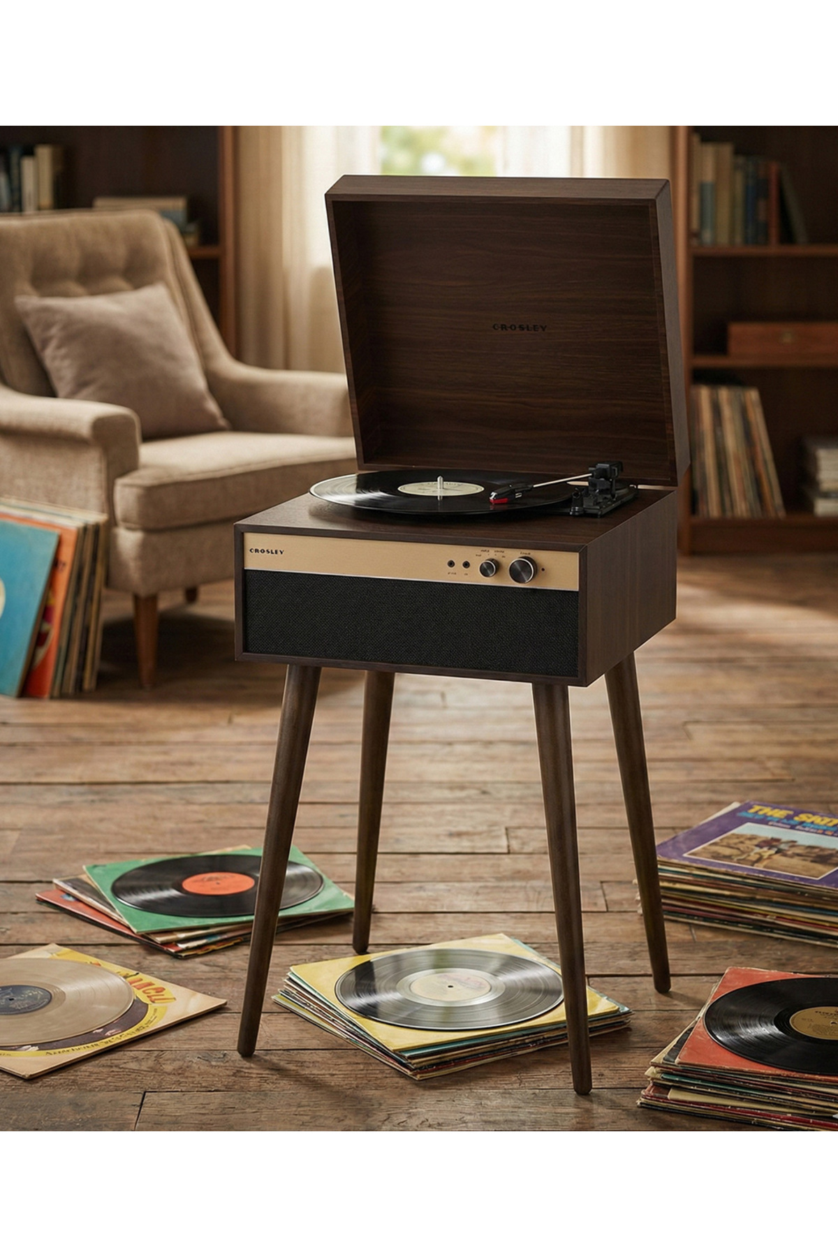 CROSLEY Jasper Vintage Mobilya Tipi Ayaklı Bluetoothlu Pikap Plak