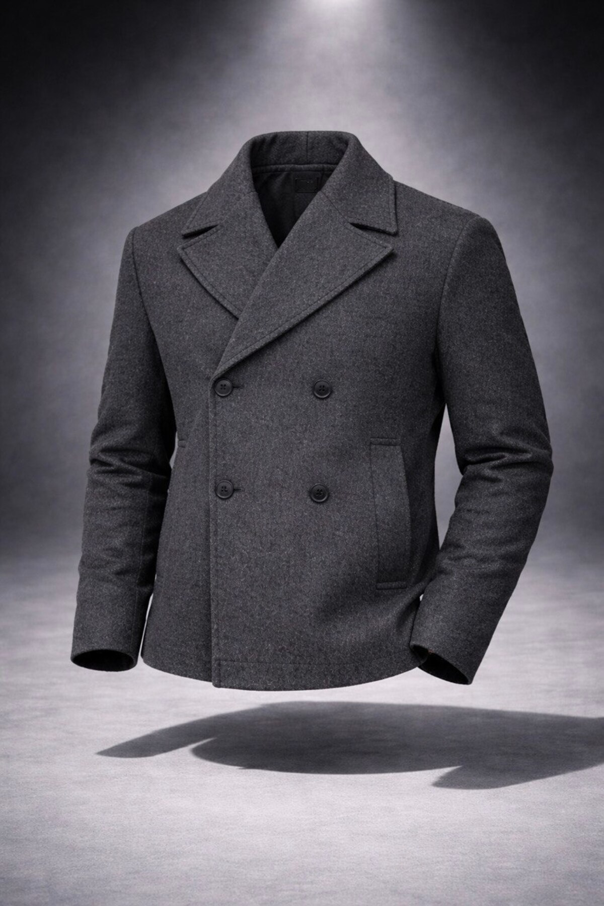 LUMAST  Basic Şık Kruvaze Kısa Boy Kaşe Ceket