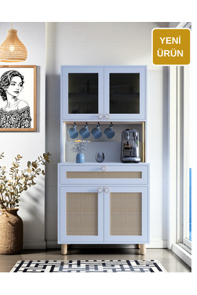 FLORADESİGN Ambiyans Kahve Köşesi Dolabı | Led Aydınlatmalı Dolap | Tempeli K...