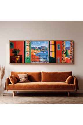 Dekorsiahome Ahşap Çerçeveli Panoramik Oturma Odası Tablosu UZ0093