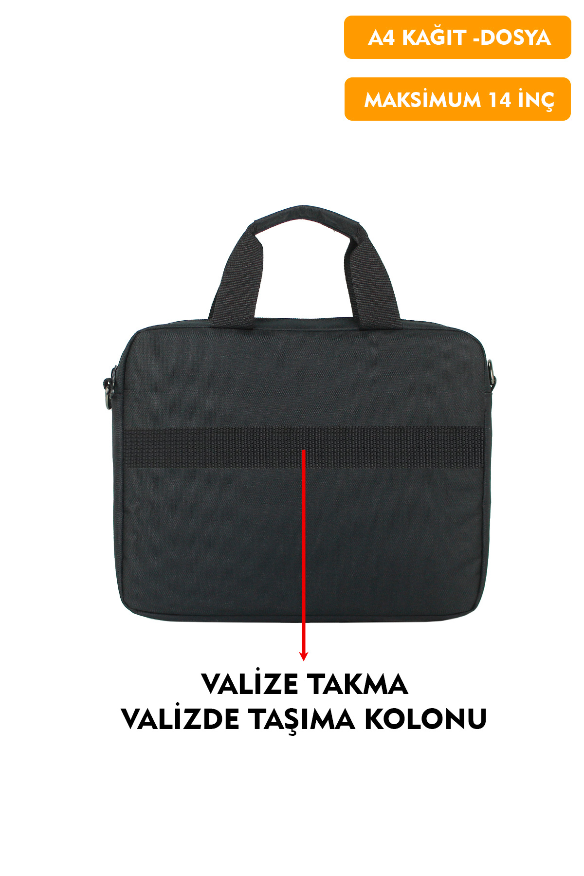 Dada  13,3"-14" inç Laptop Evrak Çantası Tablet A4 Kağıt ve Dosya Uyumlu Darbe Emici Koruma Omuz Askılı - Görsel 5