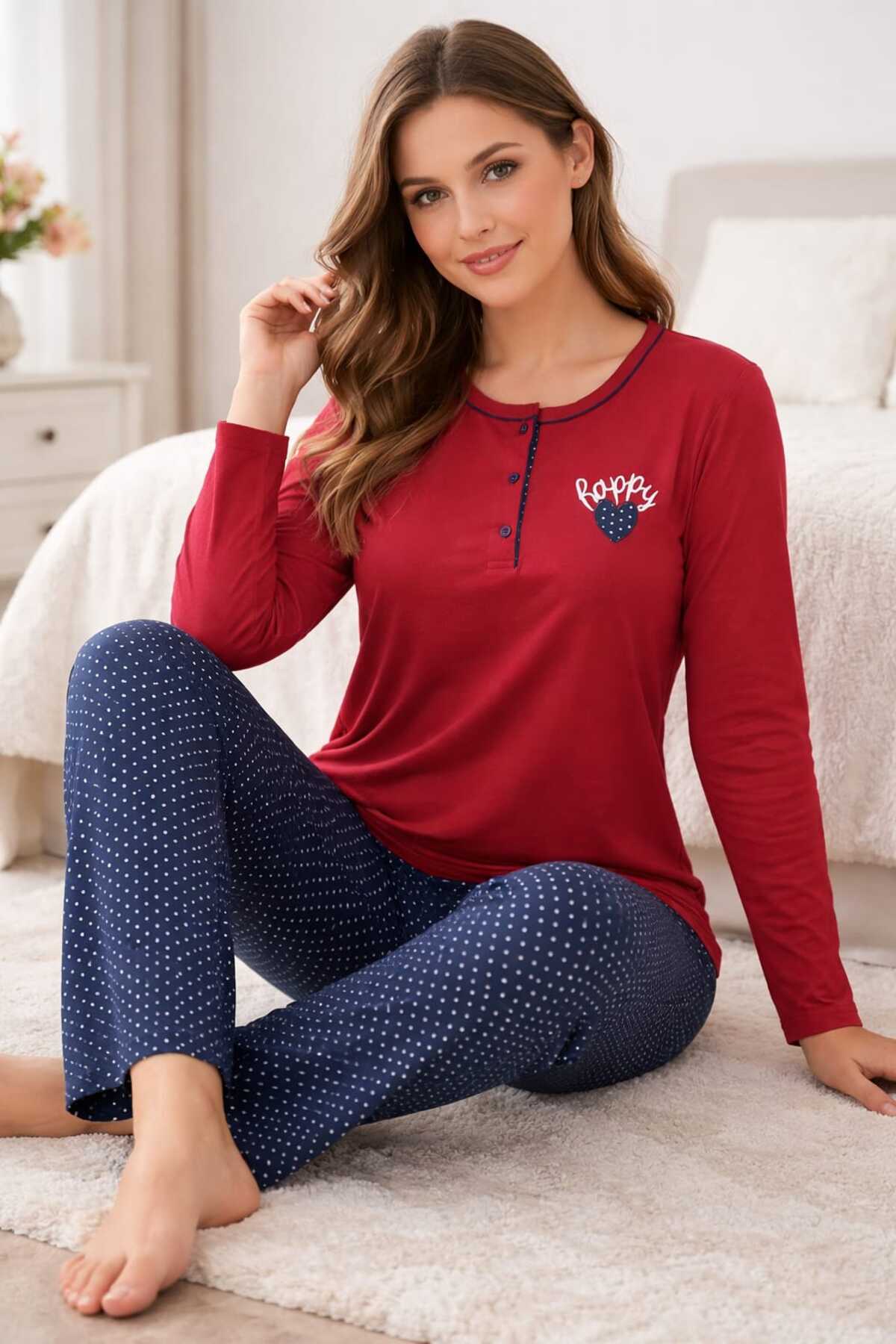 Tenra  Geniş Kesim Kadın Pijama Takımı %100 Pamuk - Görsel 6