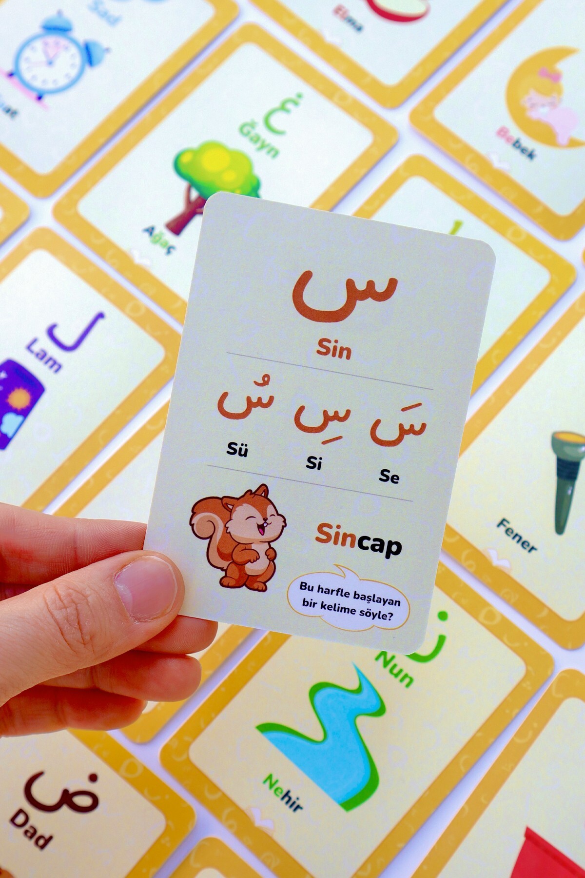 MSticker Elif-Ba Kartları | Çocuklar İçin Eğlenceli ve Kolay Elifba Öğrenme Seti - 29 Kart ve Özel Kutulu fotoğrafı 7 (önizleme)