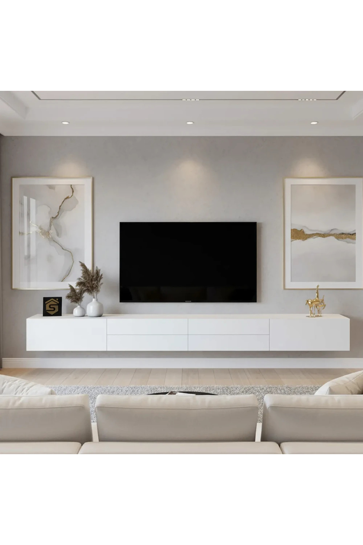 وحدة تلفزيون معلقة لون ابيض - TV56