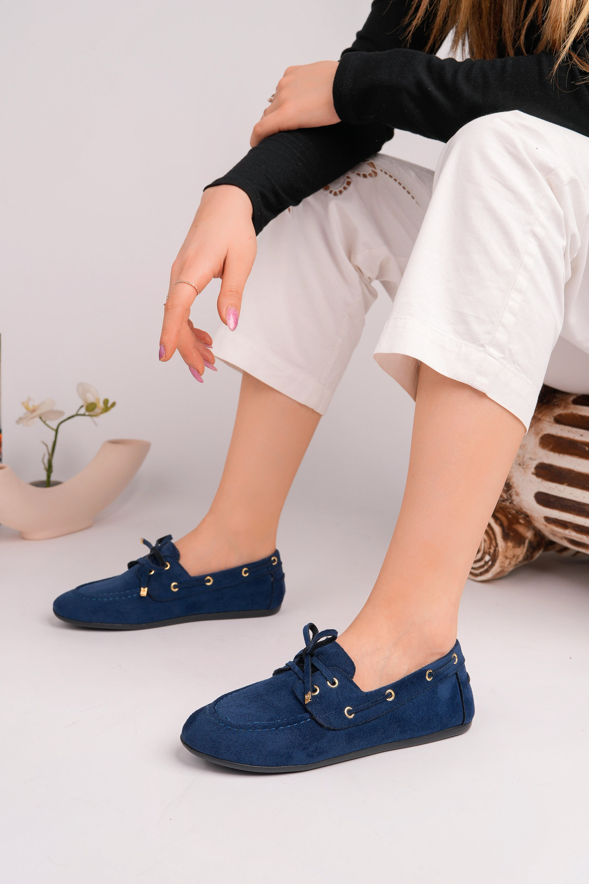 ROSETTEE  Kadın LAJİVERT Dana Süet Loafer Günlük Babet Ayakkabı - Görsel 2