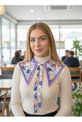 josef mariyy Viyola Desenli Retro Yaka Omuz Fuları