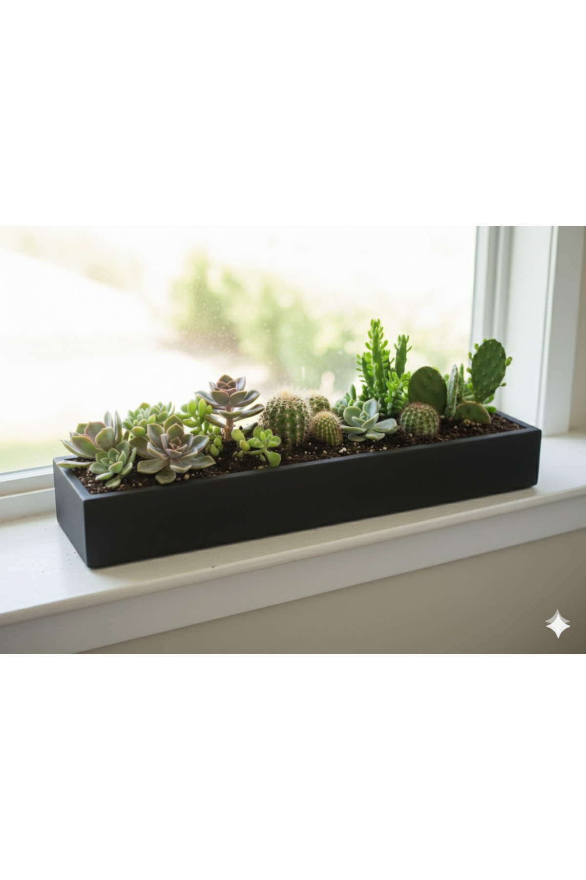 Black Wood Mini Cactus and Succulent Pot 50 Cm
