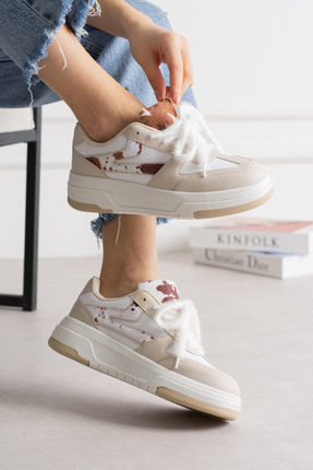 pasyone Taba Kadın Sneaker Bağcık Detaylı Şık Ayakkabı