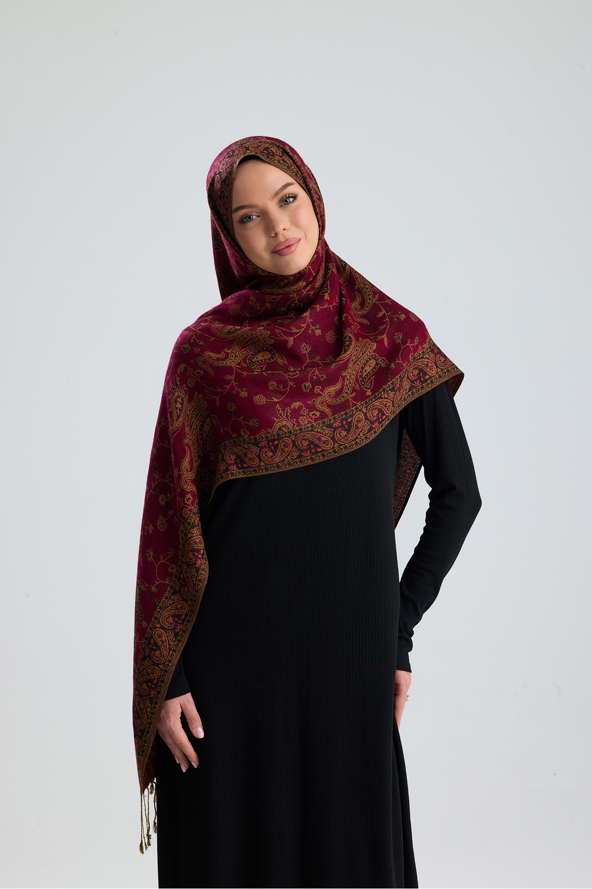 CHALE  Royale Passage Serisi - Cashmere Collection / Ottoman Rose Dokuma Kaşmir Şal - Görsel 6