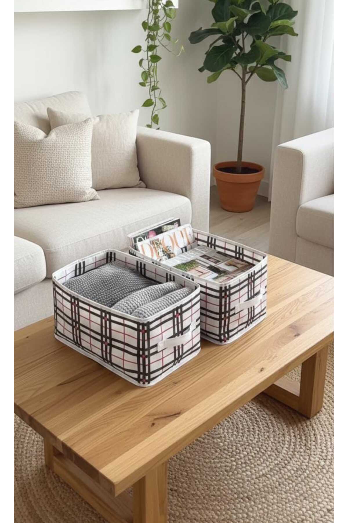 2 Adet Dolap Raf Düzenleyicisi Desenli KulpLu Organizer 45x24.20