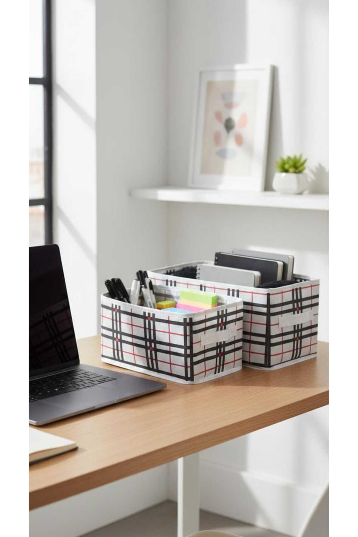 4 Adet Dolap Raf Düzenleyicisi Desenli KulpLu Organizer 45x24.20