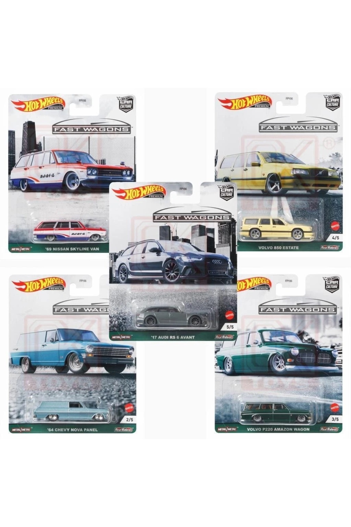 HOT WHEELS Premium Car Culture Fast Wagons 1. Set 5'li 1:64 Metal
