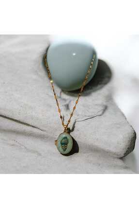 ELZEMORA Kapaklı Deniz Mavisi Çelik Kolye