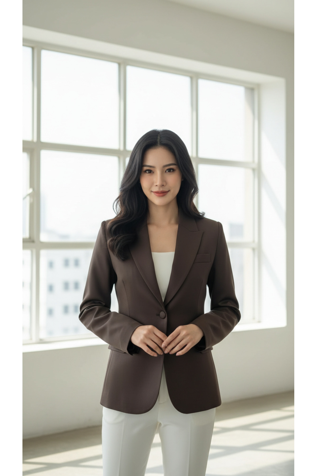 Volanlı  Kruvaze Yaka Ceket