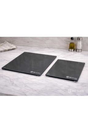 B&G GLASS Temperli Cam Kesme & Sunum Tahtası 2'li Set Kaymaz IsıyaD 20x30-25x...