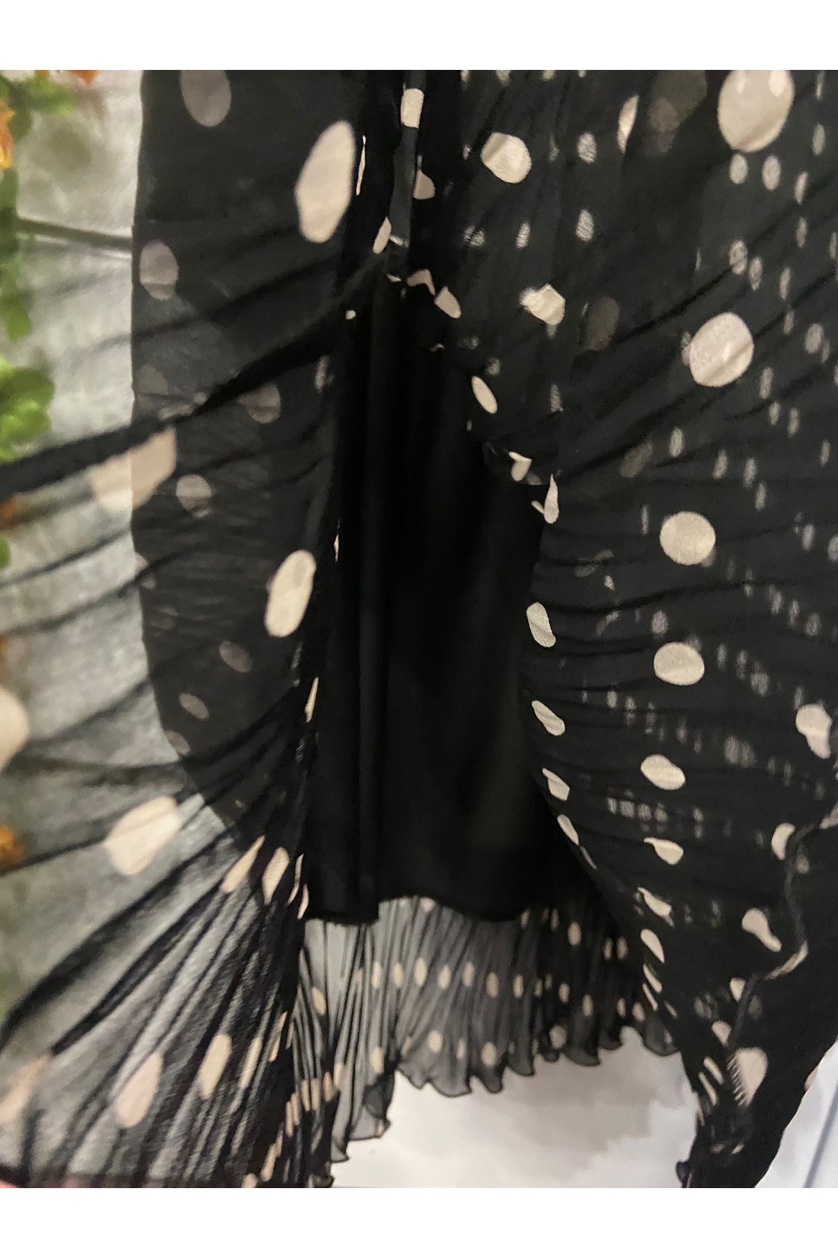 edu collection  Puantiyeli şifon ÇAN etek astarlı - Görsel 4