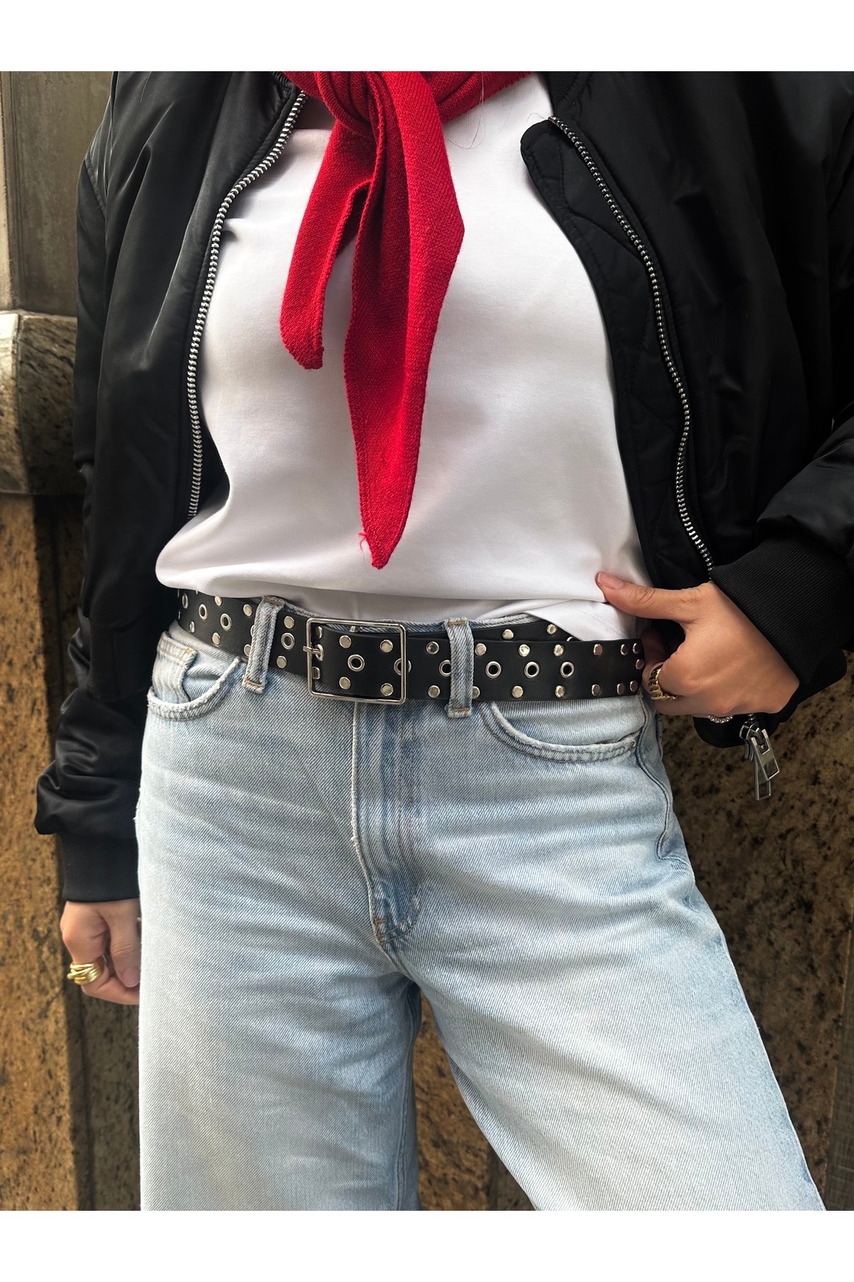 coaksco Kadın Klasik Toka Rocker Kemer