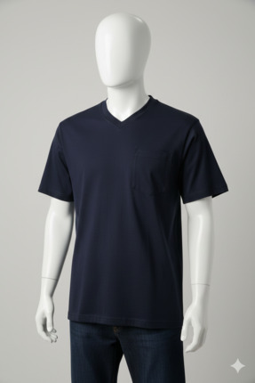 Secura İş Güvenliği Yazlık V.Yaka Penye Tshirt %100 Pamuklu Sol Göğüs Cepli