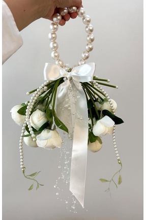 florista atelier Şakayık çanta gelin buketi sarkıntılı gelin çiçeği