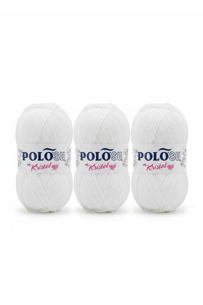 Polosu My Kristal Lif El Örgü İpi No:BEYAZ (3'lü Avantaj Paket)