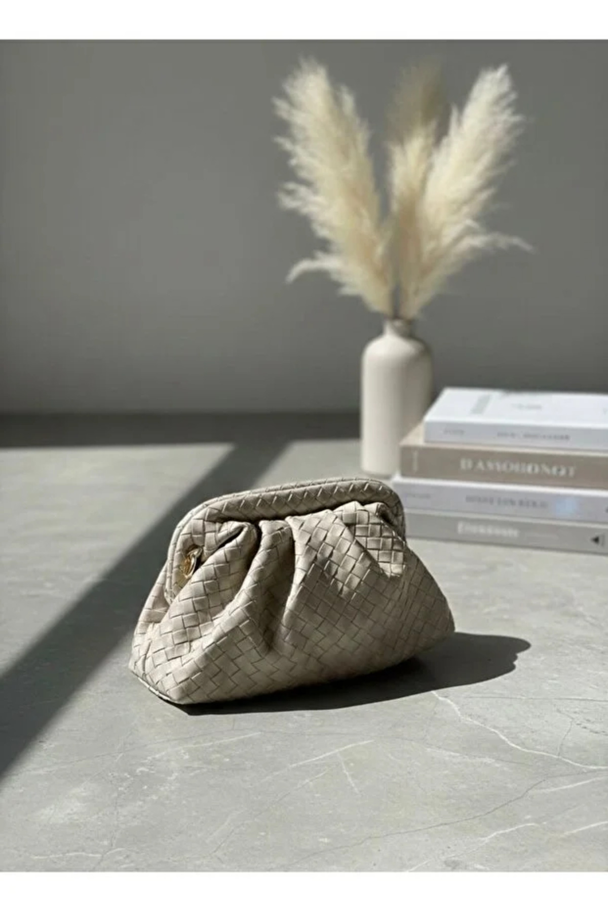 yako Valerina Örgü Dokulu Clutch Çanta, Çapraz Askılı Kadın Omuz Çantası (23×38×10 cm)