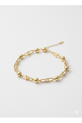 SNY Butik Gold Renk Modern Geçmeli Zincir Bileklik