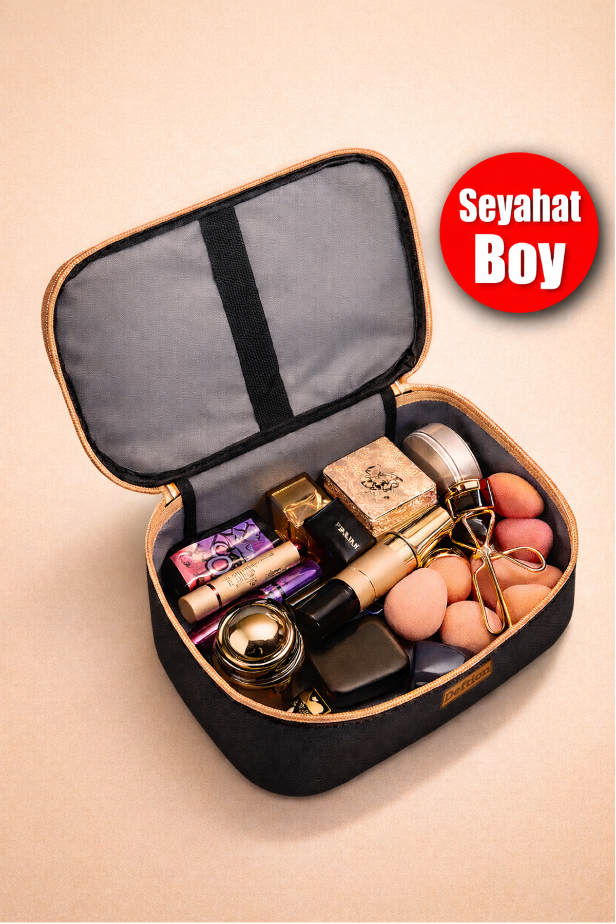 Profesyonel Büyük Boy Makyaj ve Seyahat Çantası - Su Geçirmez Geniş Bavul ve Banyo Organizeri — مشکی deftion-makyaj-tekkat — تصویر 3 از 5