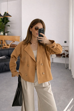 Le Savu SHILSEE KADIN ASTARLI YARIM TRENÇKOT TABA