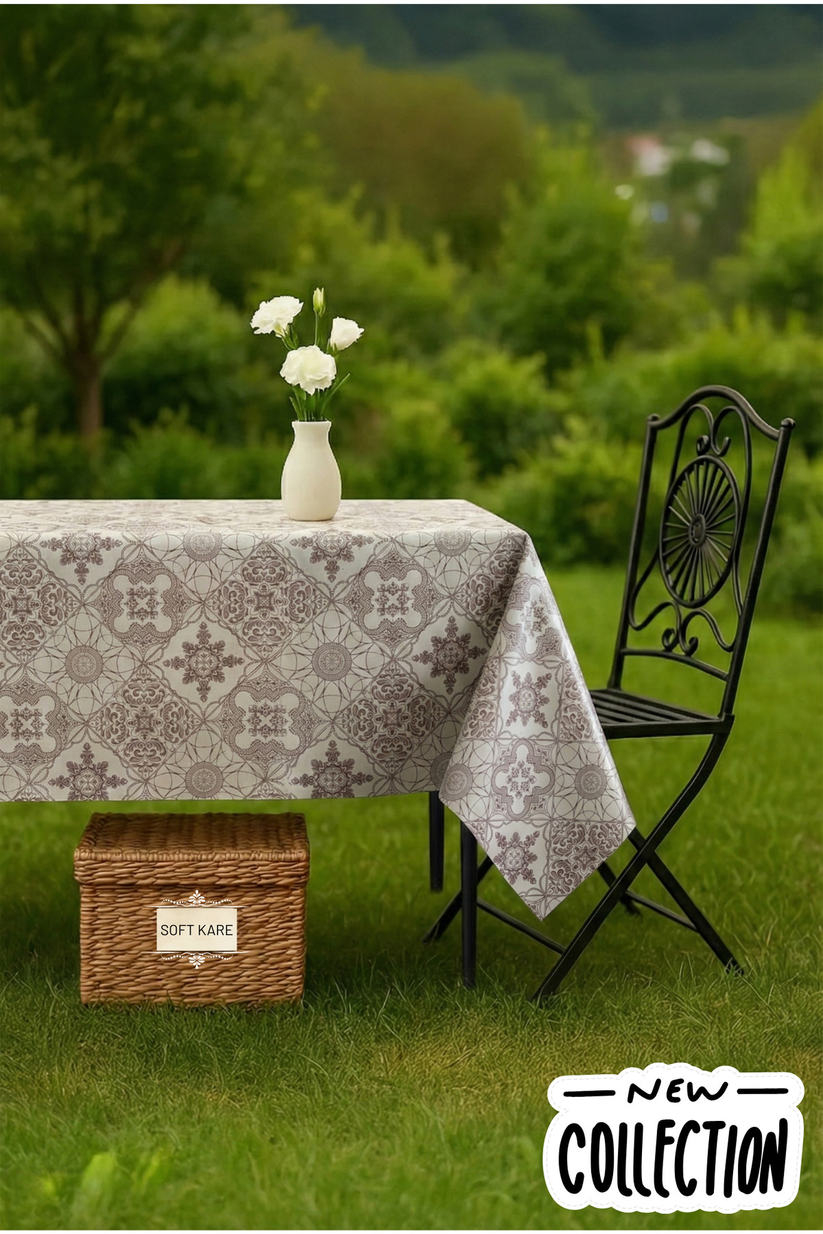 PVC Fibre Tablecloth – Wipe-Off, Waterproof, Modern Pattern, For Kitchen and Dining Table