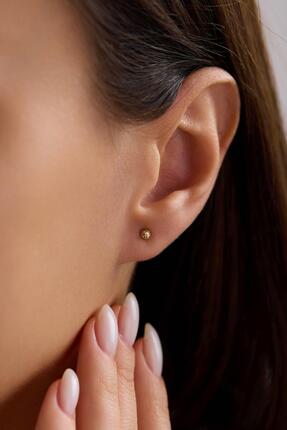 Arpaş 14 Ayar Desenli Altın Top Küpe