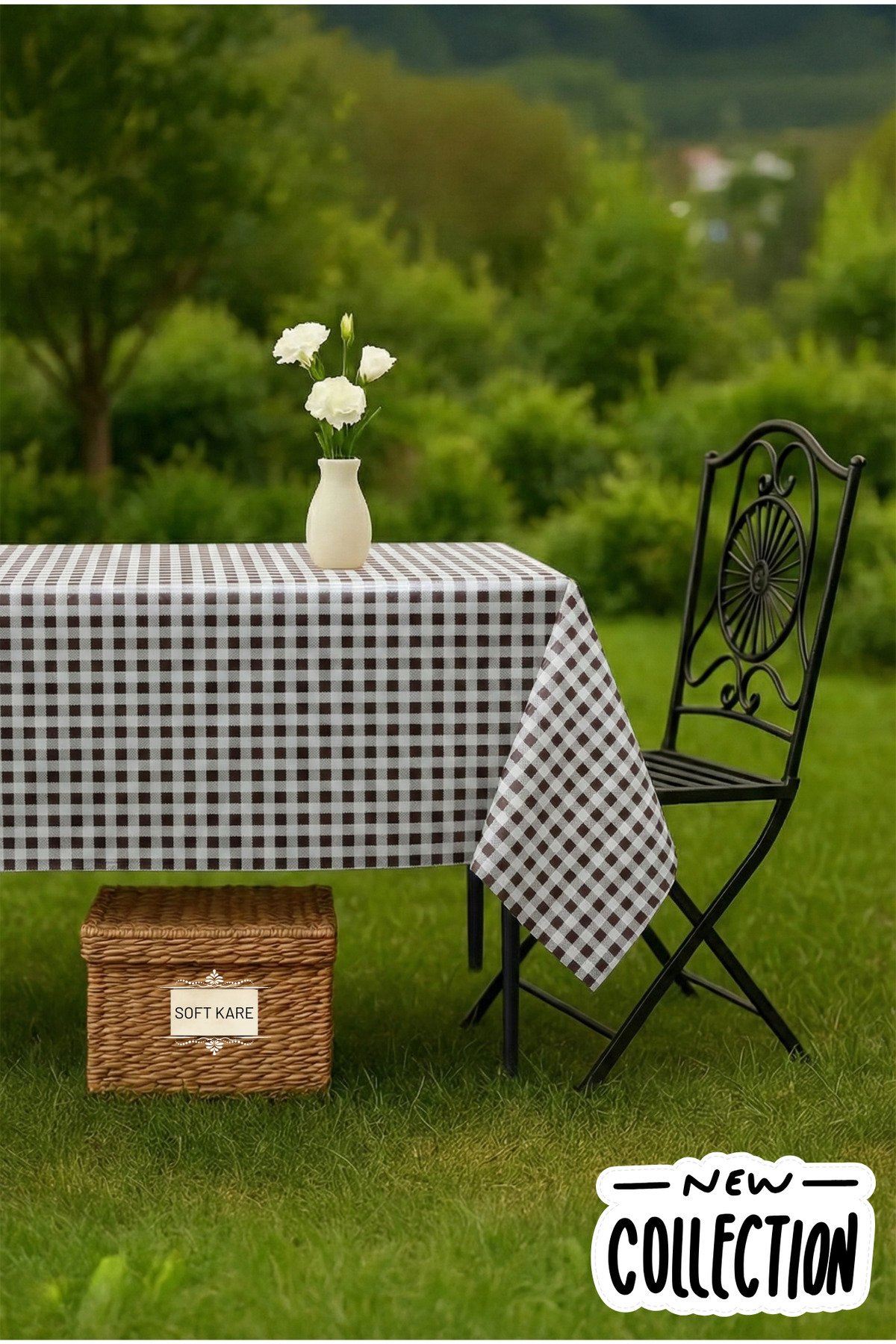 PVC Fibre Tablecloth – Wipe-Off, Waterproof, Modern Pattern, For Kitchen and Dining Table