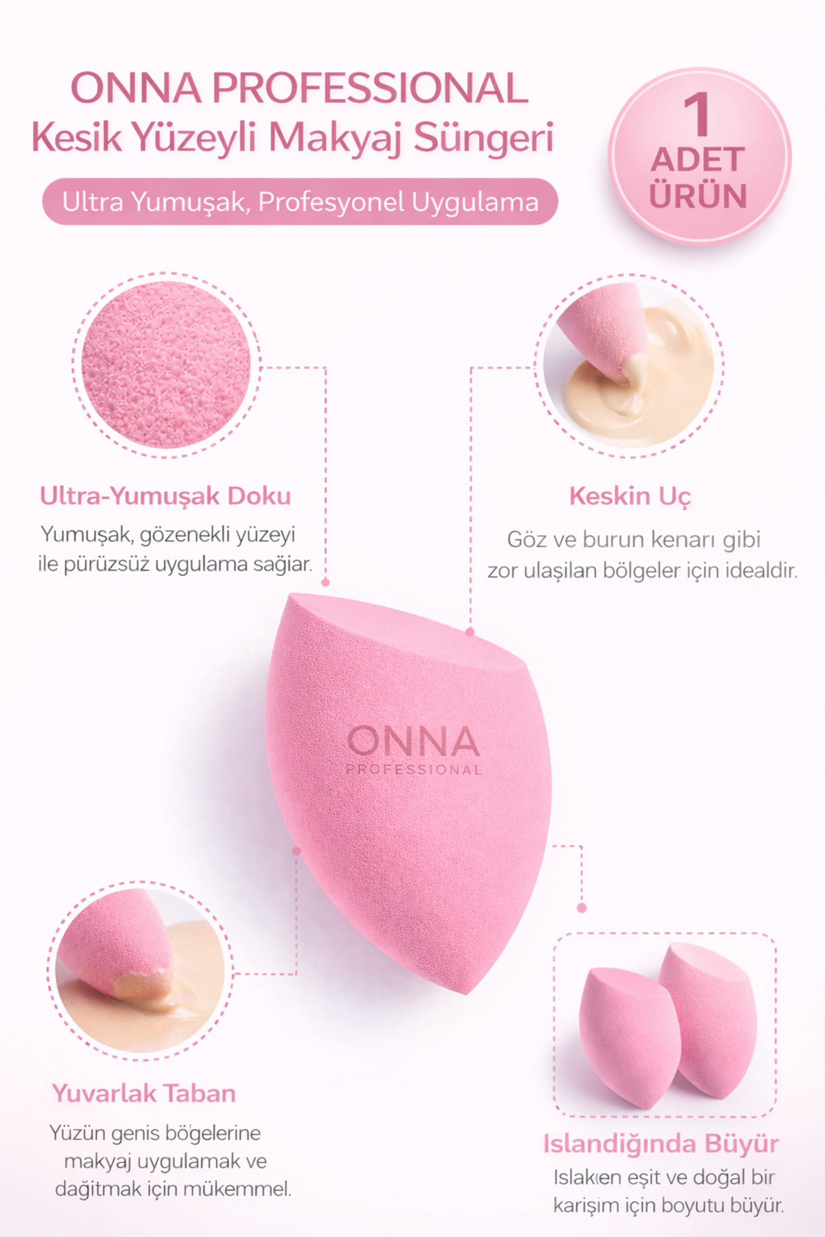 ONNA PROFESSIONAL Makyaj Süngeri | Ultra Yumuşak Doku - 1 Adet — ONNA-SÜNGER