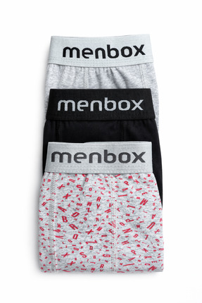 MENBOX 3'lü Desenli Likralı Erkek Boxer Set