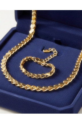 Gulsah's Store Çelik gold Arpa kolye ve bileklik seti 2’li set🌾