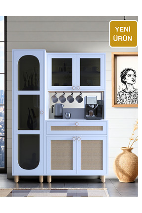 FLORADESİGN Ambiyans Kahve Köşesi Dolabı | Led Aydınlatmalı Dolap | Tempeli K...