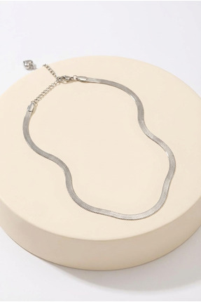 LYKOS Çelik Silver Renk 45 cm İtalyan Zincir Model Kadın Kolye