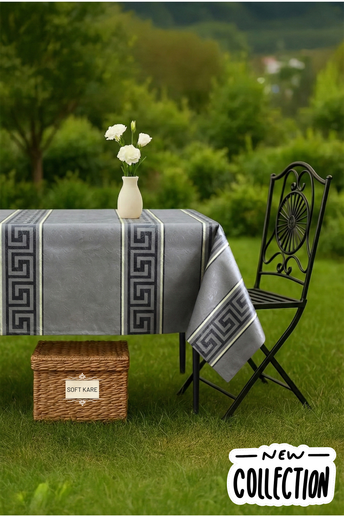 PVC Fibre Tablecloth – Wipe-Off, Waterproof, Modern Pattern, For Kitchen and Dining Table