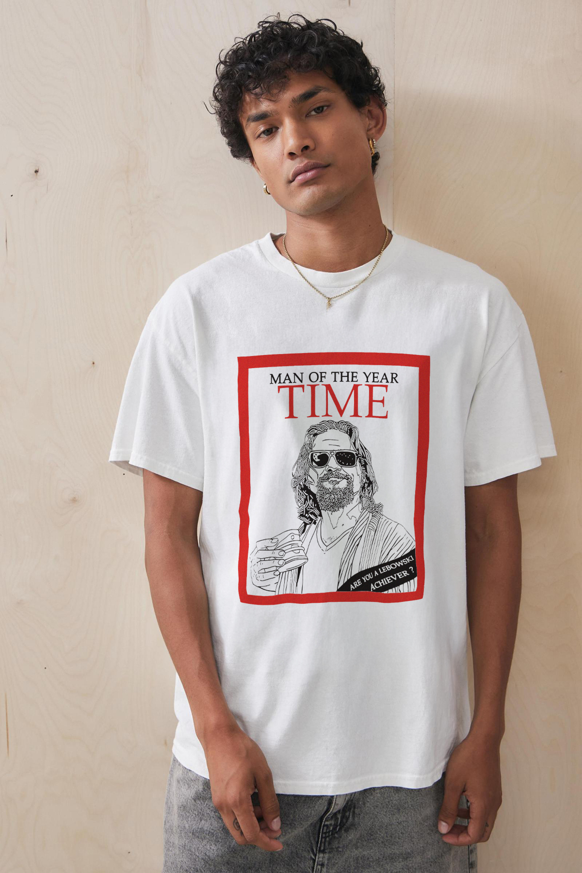 Tee&more. Unisex Oversize Big Lebowski Man of the Year Baskılı