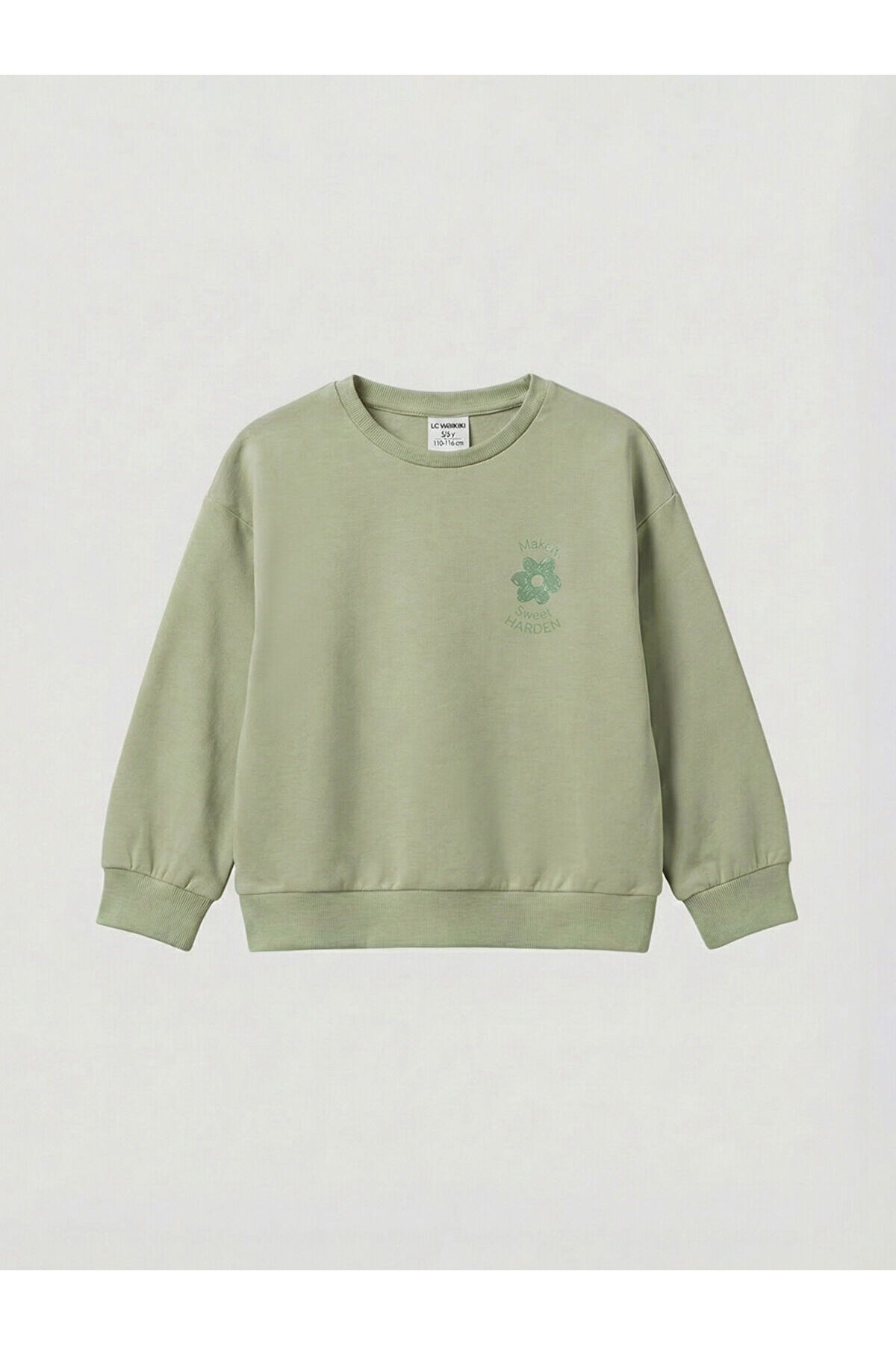 LC Waikiki Elsiva Collection Yeşil Çiçek Baskılı Kız Çocuk Soft Touch Sweatshirt ve Eşofman Altı fotoğrafı 4 (önizleme)