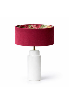 Mivera Maison Kadife Kumaş Kaplama Başlık,Seramik Gövde Abajur