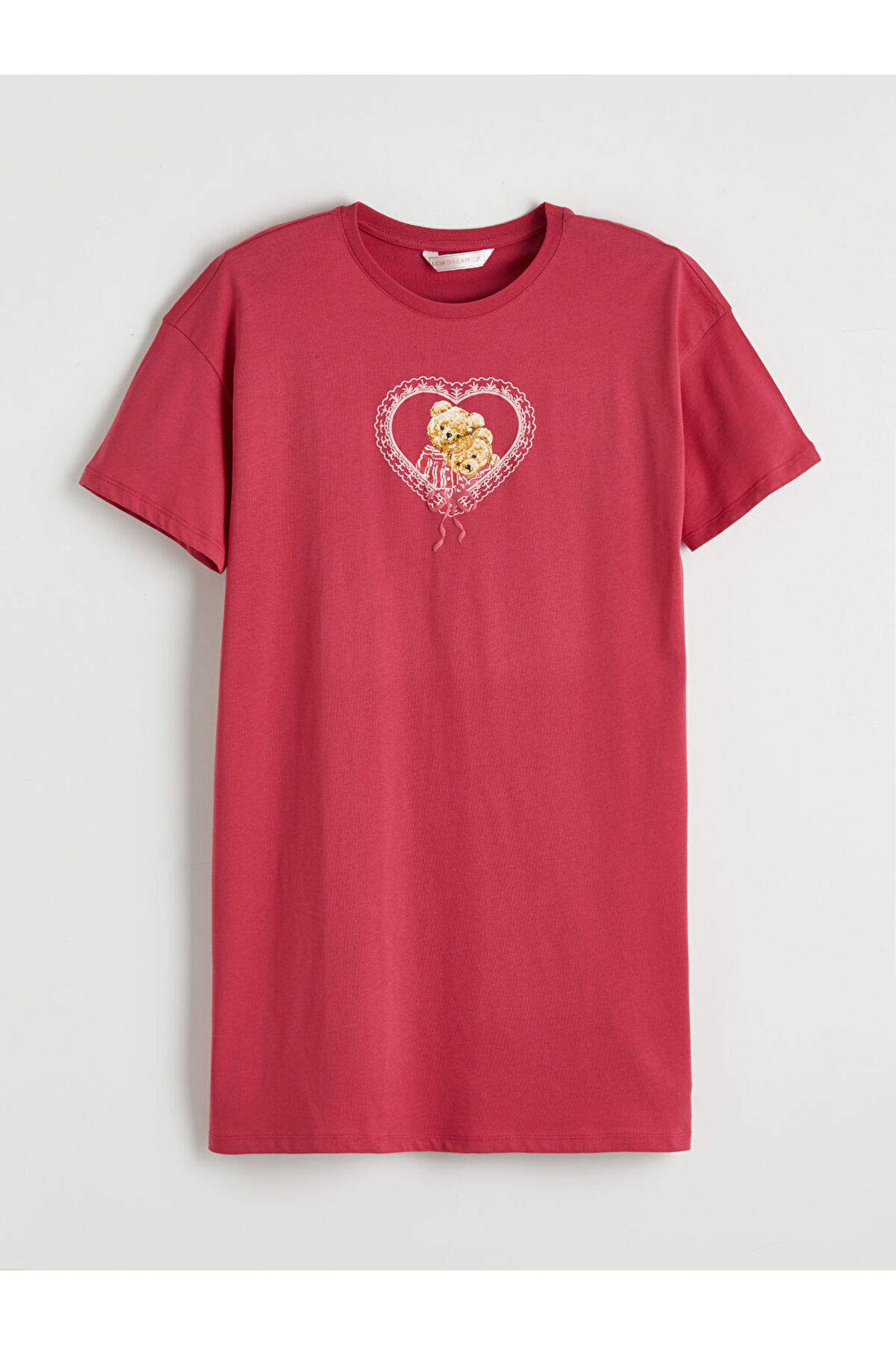 LC Waikiki GÜLİS GİYİM'DEN Bordo Bisiklet Yaka Baskılı Kadın Gecelik