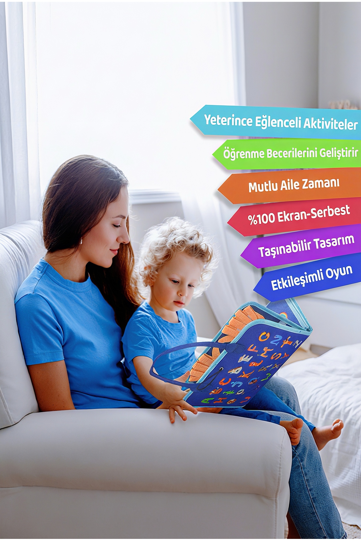 Circle Toys Montessori Keçe Aktivite Çantası – Busy Board - 8 Sayfa - Mavi fotoğrafı 5 (önizleme)