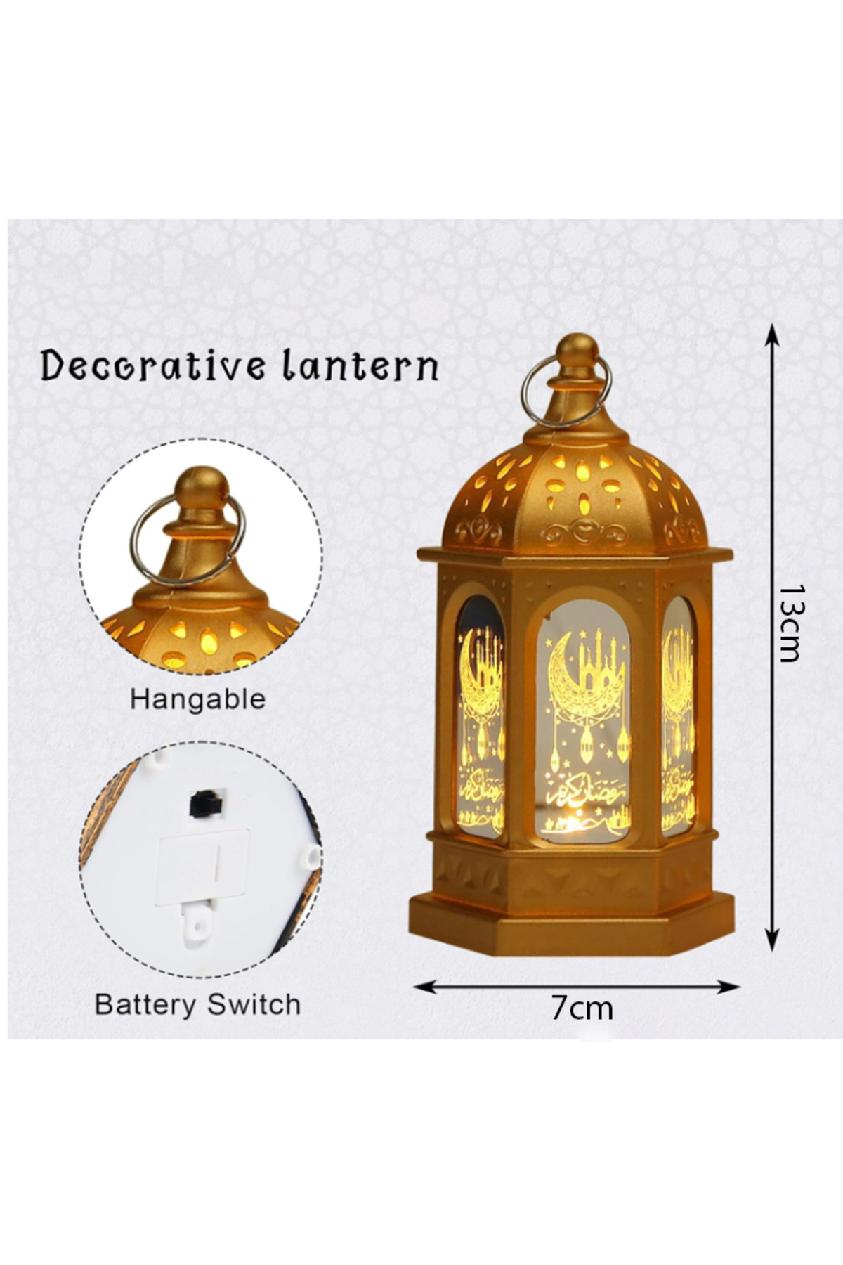فانوس رمضاني صغير بإضاءة LED، فانوس عيد مبارك، زين...