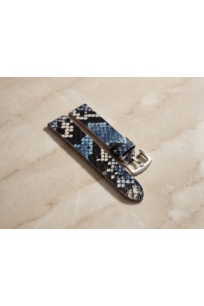 MUTLU GLOBAL Hakiki Deri Yılan Desenli El Yapımı Saat Kordonu