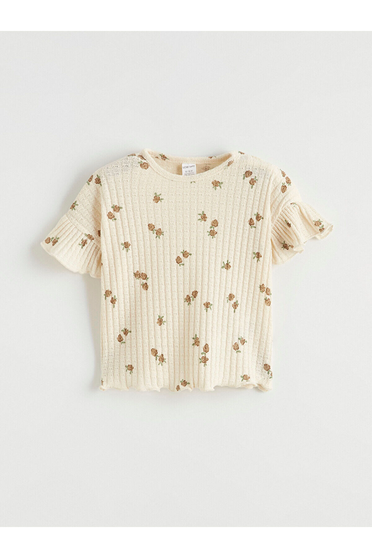 LC Waikiki Ekru Bisiklet Yaka Çiçek Desenli Kız Bebek Bluz ve Tayt fotoğrafı 3 (önizleme)
