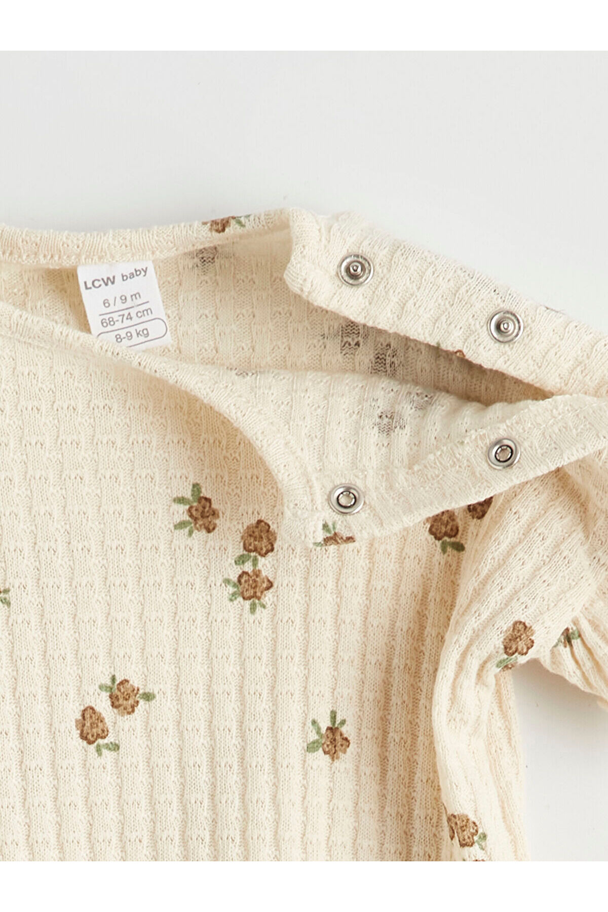 LC Waikiki Ekru Bisiklet Yaka Çiçek Desenli Kız Bebek Bluz ve Tayt fotoğrafı 5 (önizleme)