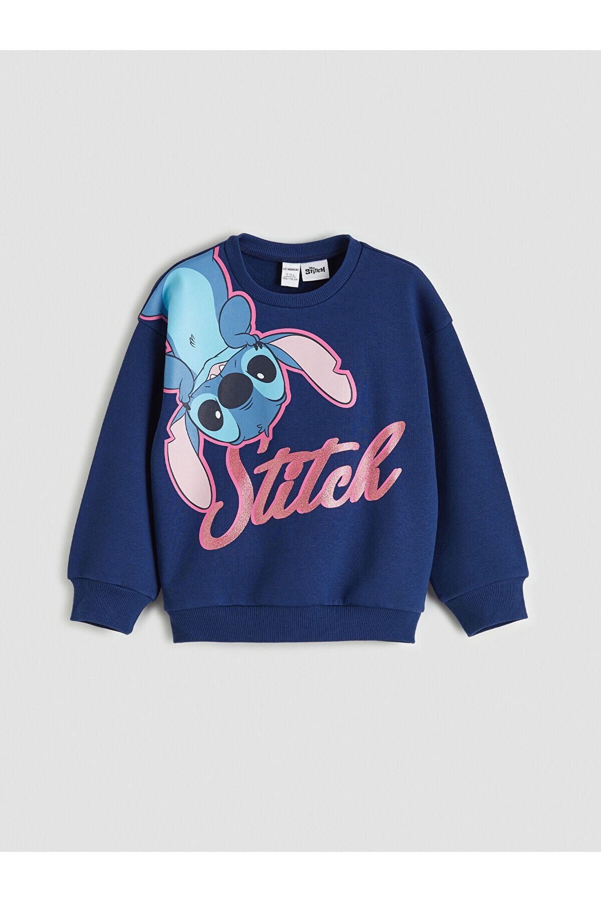 LC Waikiki Nevaa Collection Lacivert Stitch Baskılı Kız Çocuk Sweatshirt ve İspanyol Paça Tayt fotoğrafı 2 (önizleme)