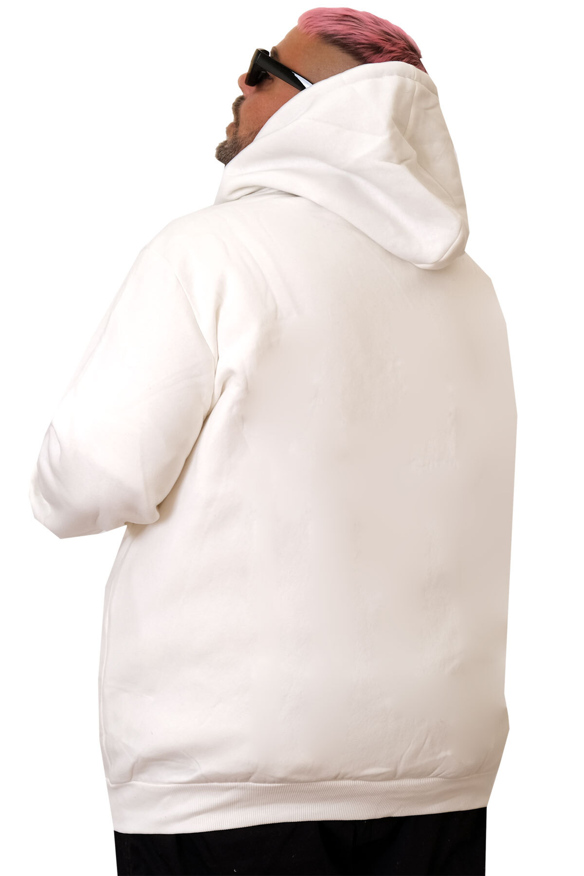 ModeXL Mode XL Büyük Beden Kapşonlu Sweatshirt 1981 U25808 EKRU görsel 4