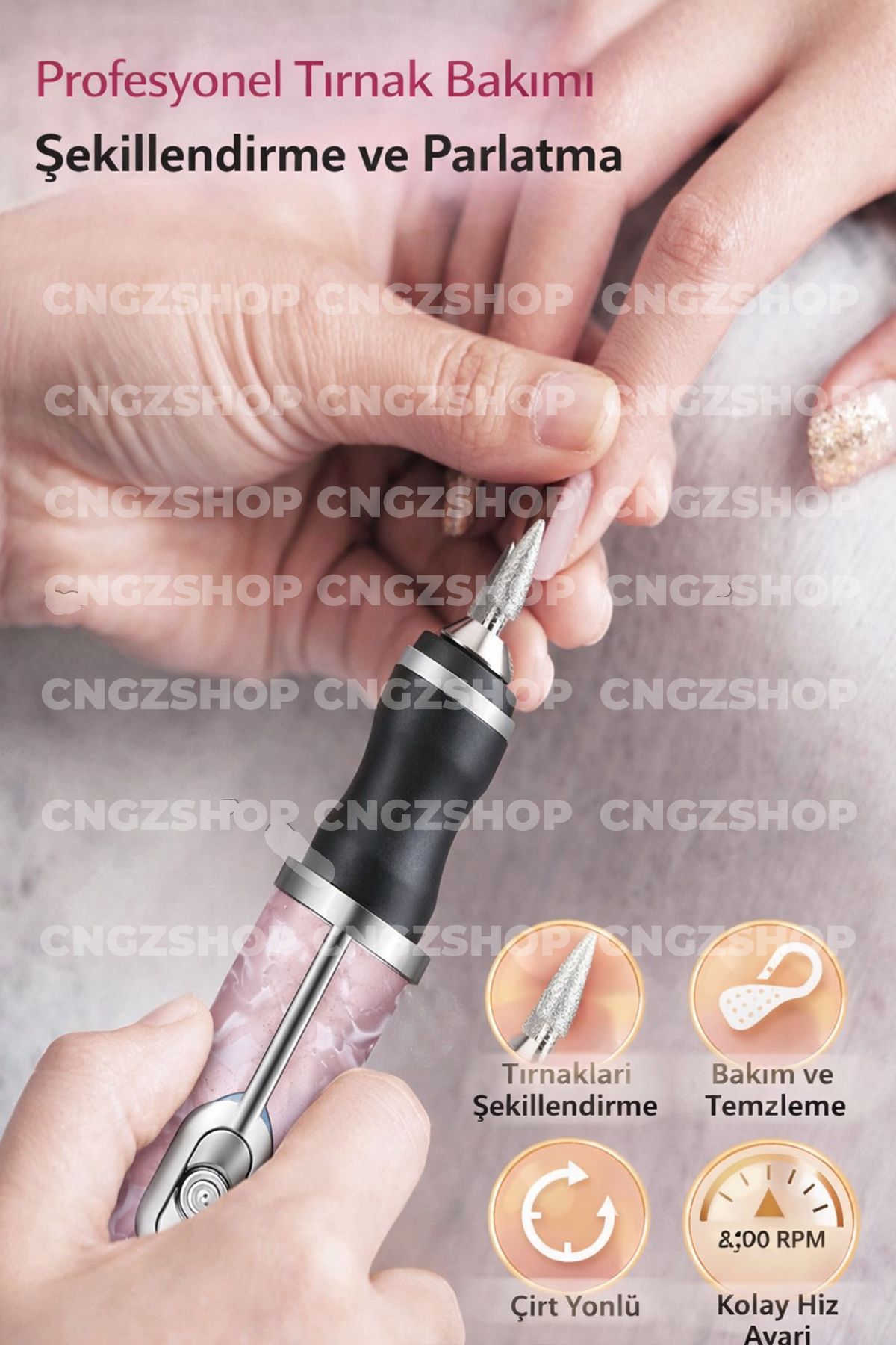 CNGZSHOP Yeni Nesil 13 in 1 Şarjlı Tırnak Frezesi & Törpü Seti